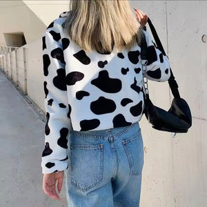 Cow print teddy jacket For Women